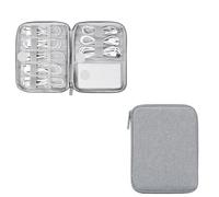 ZFIHAV Cable Organiser Bag 2PCS Travel Kit Case Pouch for USB Data Cable Earphone Wire Pen Power Bank Digital Storage Bag Electronics Accessories Organizer(Small Gray)