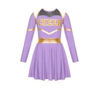 ZFIHAV Cheerleader Uniform Child Cheerleader Costumes Children School child Cheerleading Uniform Dress Cheering Team Clothes Sets For Dancing Competition For Women(Light Purple,14)