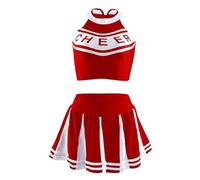 ZFIHAV Cheerleader Uniform Classic High School Cheerleader Costume Student Sports Uniform Athletic Carnival Party Fancy Dress For Women(Red,L)