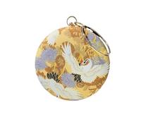 ZFIHAV Embroidery Evening Bag Retro Embroidery Handbag Classical Floral Round Evening Bag For Woman Clutch Wedding Purse Party Banquet Flower For Women(Gold)