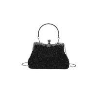 ZFIHAV Embroidery Evening Bag Vintage Trend Heavy Industry Embroidery Flower Beaded Hand-Held Evening Bag For Party Wedding For Women(Black)