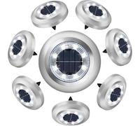 ZFITEI 8 Pack Solar Ground Lights Outdoor,8 LED Solar Garden Lights with 600mAh Battery & 8H Runtime for Lawn,Pathway（Bright White ）