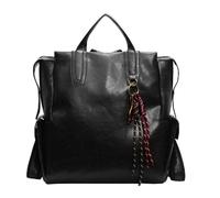 ZFLBDBG Handbags Fashionable Cowhide Commuter Multi-pocket Belt-decorated Backpack, Can Be Carried By Hand Or On The Back-black