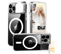 ZFMF Magnetic Case for iPhone 15 Pro Max Case with LED Built-in Illuminated Selfie Light Rechargeable for TIK Tok/Stream/Makeup/Live/Video Selfie (2 Models, 3 Levels Brightness) Crystal