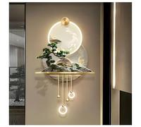 Zfmnoyev 3D Wall Art Decor with Led Light, Wall Sculptures, Chinese Landscape Painting, for Home Entrance Hallway Bedroom (80x130cm)