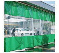 Zfmnoyev Garage Divider Curtains for Work Areas, Waterproof Industrial Wash Bay Curtains with Eyelets and Hook, Outdoor Vinyl Panels Clear Tarp, Quick Rolling and Easy to Clean(Green)