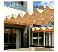 Zfmnoyev U-Shaped Wave Retractable Sunshade, UV Resistant Sun Protection Awning Canopy, HDPE Canopy Cover, Sliding Wave-Shaped Sunshade Sail, Suitable for Outdoor Gazebos(Beige-B,1.5x7m/4.9x23ft)