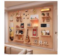 Zfmnoyev Wall Organiser Pegboard, Solid Wood Peg Boards Combination Kit, Storage Display Wall Modular Shelf, Wall Mounted Display Shelf for Bedroom Apartment and Garage(Natural,60x120cm)