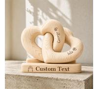 ZFN Personalised Wood Hearts with Names Custom Interlocking Heart Sculpture | Keepsake for Couples Handcrafted Home Decor for Anniversary Valentine's Day Wedding