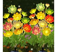ZFNN Solar Garden Lights, 2 Pack Succulent Plant Light for Outdoor Decor, Waterproof Garden Decoration for Yard Lawn Patio Balcony, Garden Gifts for Mother's Day, Women, Mom