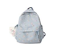 ZFOFLIK Small Flower school bag for Teen Girls Kawaii Floral Backpack for Girls Women Student Aesthetic Cute Mini Bookbag, Blue, S, Mini Backpack Flower Backpack