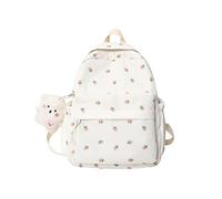 ZFOFLIK Small Flower school bag for Teen Girls Kawaii Floral Backpack for Girls Women Student Aesthetic Cute Mini Bookbag, White, S