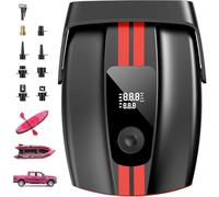 ZFOX 50PSI Paddle Board Pump, Portable Electric SUP Pump with Auto-Shutoff & Cooling Fan - Smart Inflation for Paddle Board, 9 Nozzles, HD LCD Display, 12V DC (Red-M)