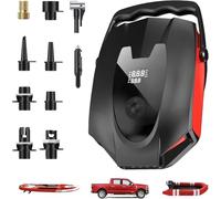 ZFOX 50PSI Paddle Board Pump, Portable Electric SUP Pump with Auto-Shutoff & Cooling Fan - Smart Inflation for Paddle Board, 9 Nozzles, HD LCD Display, 12V DC (Red-M) (Red-V2)