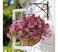 ZFProcess 1.77 inch Large Flowers Artificial Faux Hanging Plants Flowers Basket for Spring and Summer Outdoor Decoration, Fake Silk UV Sun Resistant Daisy Eucalyptus for Porch Home Patio Balcony Yard