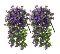 ZFProcess 2PCS Artificial Hanging Flowers, Fake Hanging Plants Violet Vines UV Resistant for Wall Home Room Garden Wedding Indoor Outdoor Summer Decoration(Purple)