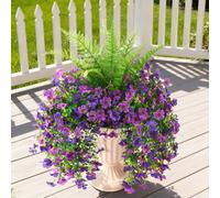ZFProcess Artificial Fake Hanging Flowers for Outdoors, Silk Daisy with Articial Boston Ferns Plants Set, Realistic Spring Fake Outdoor Flowers UV Resistant Porch Patio Yard Decor