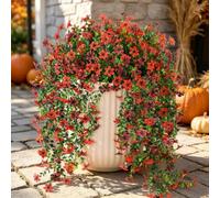 ZFProcess Artificial Hanging Flowers for Outdoors, 2 Pcs Fake Hanging Plant Spring Summer Decor, UV Resistant No Fade Realistic Faux Flower for Front Door Porch Planter Patio Garden Yard(Red Brown)