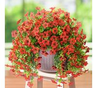 ZFProcess Artificial Hanging Flowers for Outdoors Spring Decoration, 2PCS Silk Fake Daisy Realistic Outdoor Flowers UV Resistant Porch Patio Window Yard Decor(Red)