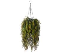 ZFProcess Artificial Hanging Plants in Basket Fake Hanging Curly Seaweed Ferns Plant with Coconut Lining Chain Palm Flowerpot Hanging Plant Outdoor UV Resistant Plastic Plants(Brownish Green)