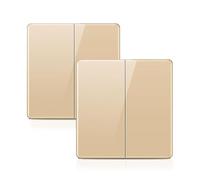 ZFQ 2 Pack 2-Way Big Rocker Button Switch, Modern Acrylic Crystal Glass Gold Wall Panel, Electrical Double Light Switch, 2 Gang 2 Way, 16A 250V