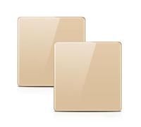 ZFQ 2 Pack 2-Way Big Rocker Button Switch, Modern Acrylic Crystal Glass Gold Wall Panel, Electrical Single Light Switch, 1 Gang 2 Way, 16A 250V