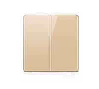 ZFQ 2-Way Big Rocker Button Switch, Modern Acrylic Crystal Glass Gold Wall Panel, Electrical Double Light Switch, 2 Gang 2 Way, 16A 250V