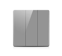 ZFQ 2-Way Big Rocker Button Switch, Modern Acrylic Crystal Glass Grey Wall Panel, Electrical Triple Light Switch, 3 Gang 2 Way, 16A 250V