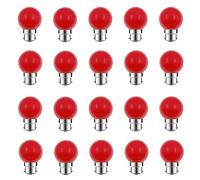ZFQ 20 Pack B22 Bayonet Colored LED Light Bulbs 2W G45 Golf Ball Mini Globe Bulb Lighting Bulbs,Red for Outdoor Indoor String Patio Garden Party Christmas, Tree, Fairy Party Night Lights