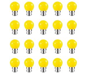 ZFQ 20 Pack B22 Bayonet Colored LED Light Bulbs 2W G45 Golf Ball Mini Globe Bulb Lighting Bulbs,Yellow for Outdoor Indoor String Patio Garden Party Christmas, Tree, Fairy Party Night Lights
