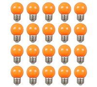 ZFQ 20 Pack E27 Bayonet Colored LED Light Bulbs 2W G45 Golf Ball Mini Globe Bulb Lighting Bulbs,Orange for Outdoor Indoor String Patio Garden Party Christmas, Tree, Fairy Party Night Lights