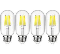 ZFQ 4 X Vintage Short Tubular LED Filament Industrial Bulb T45, 6W LED Light Bulb, Medium Screw E27 Base, Cool White 6500K, LED Edison Bulb 60W Replacement, Non-dimmable