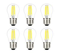 ZFQ 4W G45 E27 LED Filament Golfball Bulb, Cool White 6500K Edison Screw 40W Incandescent Equivalent, LED Vintage Glass Mini Globe Bulb, Non-dimmable, 6 Pack