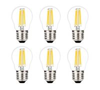 ZFQ 4W G45 E27 LED Filament Golfball Bulb, Warm White 2700K Edison Screw 40W Incandescent Equivalent, LED Vintage Glass Mini Globe Bulb, Non-dimmable, 6 Pack
