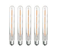 ZFQ 4W Tubular Edison Style LED Filament Bulb Non-Dimmable, Model T30 Nostalgic Led Light Bulb, E27 Screw Base, 2700K Warm White, 400LM, Clear Glass Cover, 5 Pack