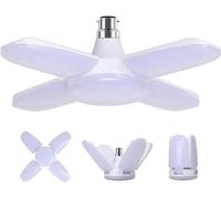 ZFQ B22 Bayonet LED Garage Light 60W, 6500K Daylight White 6000Lm Deformable Workshop Ceiling Lamp BC Bayonet Cap with 4 Adjustable Panels, for Garages, Basement, Warehouse, Attic, Gym (Pack of 1)