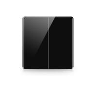 ZFQ Big Rocker Button Switch, Modern Acrylic Crystal Glass Black Wall Panel, Electrical Double Light Switch, 2 Gang 1 Way, 10A 250V