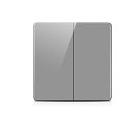 ZFQ Big Rocker Button Switch, Modern Acrylic Crystal Glass Grey Wall Panel, Electrical Double Light Switch, 2 Gang 1 Way, 16A 250V
