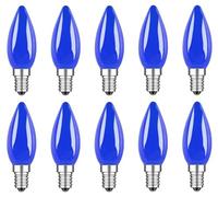 ZFQ E14 Coloured LED Light Bulbs 1W, SES Small Screw Light Bulbs, Blue Decorative LED Bulb, Decoration for Fairy Lights, Christmas, Halloween, Party, Gathering, Bar, Ambient Lighting, Pack of 10