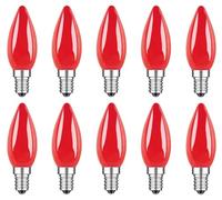 ZFQ E14 Coloured LED Light Bulbs 1W, SES Small Screw Light Bulbs, Red Decorative LED Bulb, Decoration for Fairy Lights, Christmas, Halloween, Party, Gathering, Bar, Ambient Lighting, Pack of 10