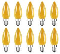 ZFQ E14 Coloured LED Light Bulbs 1W, SES Small Screw Light Bulbs, Yellow Decorative LED Bulb, Decoration for Fairy Lights, Christmas, Halloween, Party, Gathering, Bar, Ambient Lighting, Pack of 10