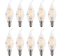 ZFQ E14 Dimmable LED Candle Light Bulbs, 6W 60W Equivalent Warm White 2700K, 600LM, C35 Bent Tip Flame Shape, Small Edison Screw, Vintage Led Chandelier Candelabra Light Bulbs, 10 Packs