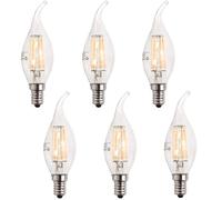 ZFQ E14 Dimmable LED Candle Light Bulbs, 6W 60W Equivalent Warm White 2700K, 600LM, C35 Bent Tip Flame Shape, Small Edison Screw, Vintage Led Chandelier Candelabra Light Bulbs, 6 Packs