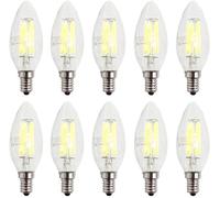 ZFQ Pack of 10 E14 Candle LED Lamp for Chandelier, Edison Led Filament Retrofit Classic, 6W, 600LM, 6500K Cold White, Equivalent Incandescent 60W, AC 220-240V, Dimmable
