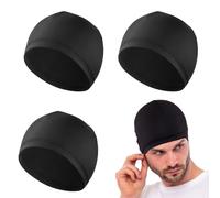 ZFRITP Pack of 3 Men's Hats, Silk Hat, Underhelmet Cap, Stretchy Helmet Lining, Bicycle Helmet Lining, Suitable for Cycling, Running, Under Helmet, black, 38