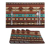 ZFRXIGN Boho Placemats Set of 4 Tribal Southwestern Place Mats Kitchen Dining Table Place Mats Washable Table Accessories Native American Brown