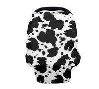 ZFRXIGN Cow Print Car Seat Cover for Baby Girls Boys Carrier Stretchy Carseat Cover Multiuse Nursing Covers Black and White,Shopping Cart/High Chair/Stroller Covers Animal Striped Western