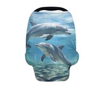 ZFRXIGN Dolphin Baby Car Seat Cover Blue Ocean Theme Nursing Cover for Girls Soft Infant Carseat Canopy,Shopping Cart/High Chair/Stroller Covers, Baby Shower Gifts