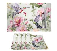 ZFRXIGN Flower Hummingbirds Placemats Heat Resistant Table Mats Set of 4 Reusable Place Mat Set, Restaurant, Cafe Decoration for Dining Table, Desk Spring Floral Birds Pads