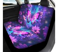 ZFRXIGN Purple Butterfly Back Seat Cover for Women Car Bench Seat Protector Covers for Dogs Kids, Dog Car Back Seat Cover 2 Pcs Galaxy Car Accessories Purple